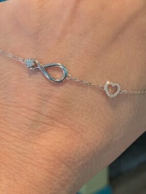 1.6 TCW 925 Sterling Silver Infinity & Heart Moissanite Bracelet -